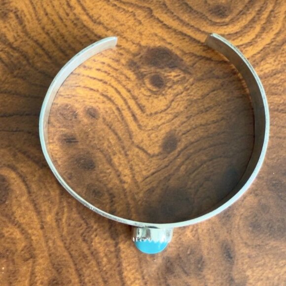 Vtg Sterling Silver Bracelet w/ Faux Turquoise Stone Native American 5-1/2 10 Gr - Picture 4 of 10